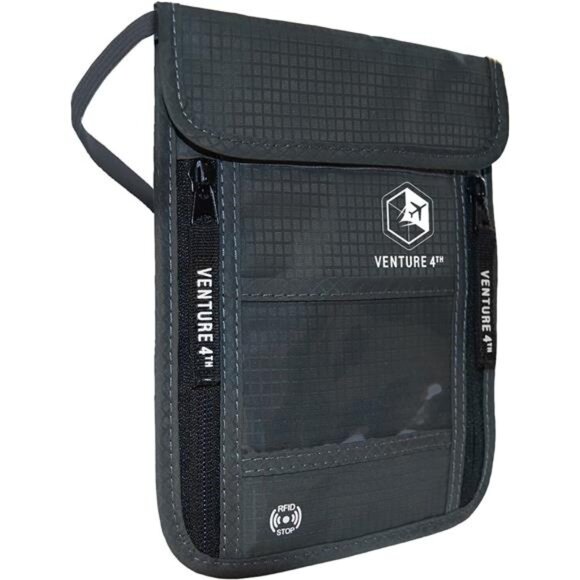 4TH Travel Neck Wallet with RFID Blocking – Passport Holder Neck Pouch
